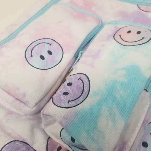 Cute Pastel Smiley Face Sling Backpack. - Picture 2 of 11
